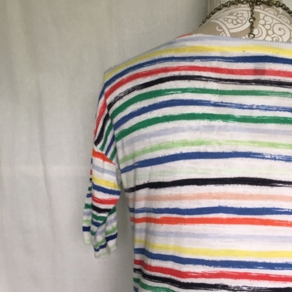 Talbots // Rainbow Striped Elbow Length Sweater size small petite MAR2 - Picture 6 of 8